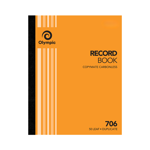OLYMPIC CARBONLESS RECORD BOOK 706 50Leaf Dup 250x200mm